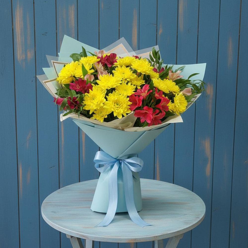 Букет цветов из: Альстромерии и Хризантемы в Палласовке