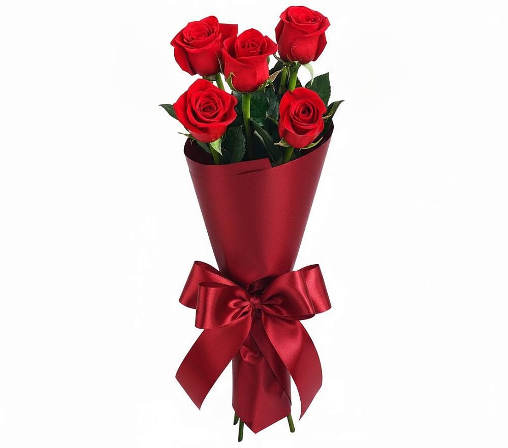 Букет 5 Красных роз Эдлесс Лав в Палласовке