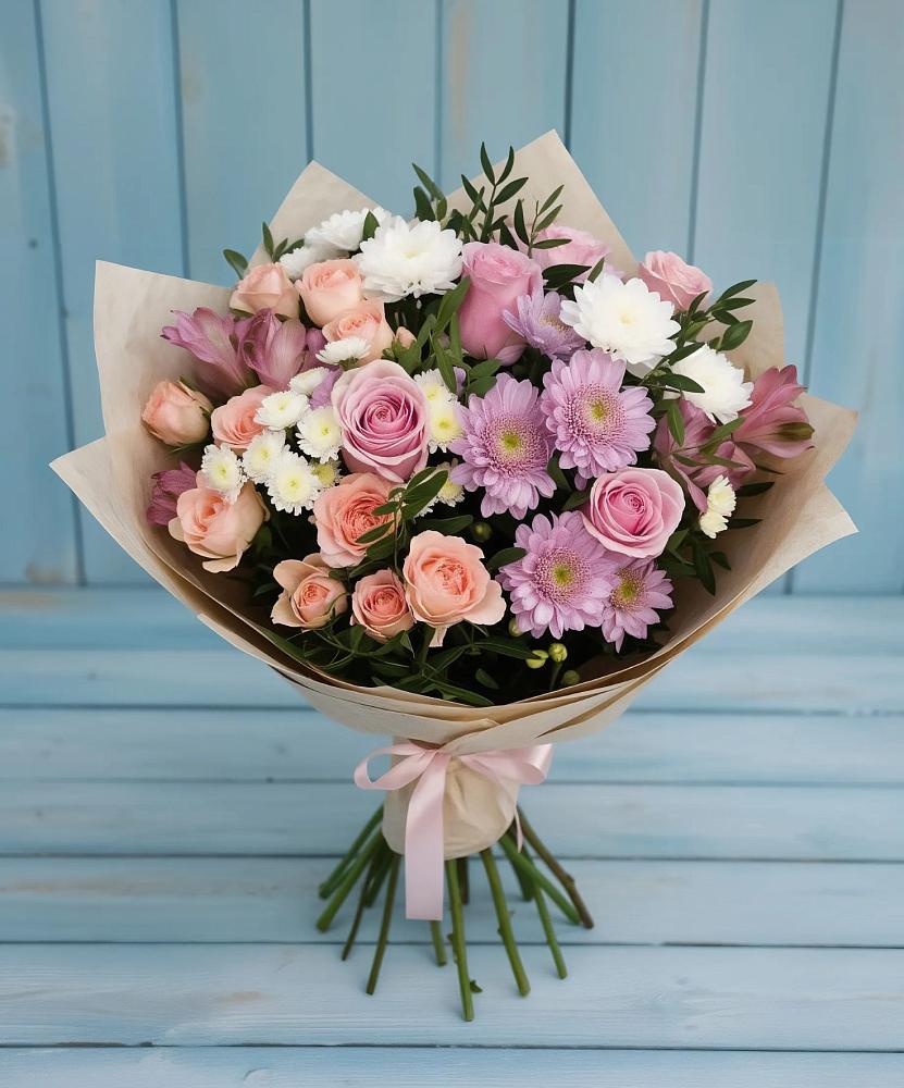 Букет цветов из: Хризантемы, Розы и Альстромерии в Палласовке