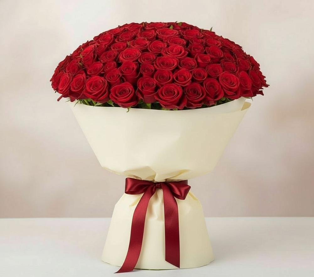 Букет 101 Красная роза Милано в Палласовке