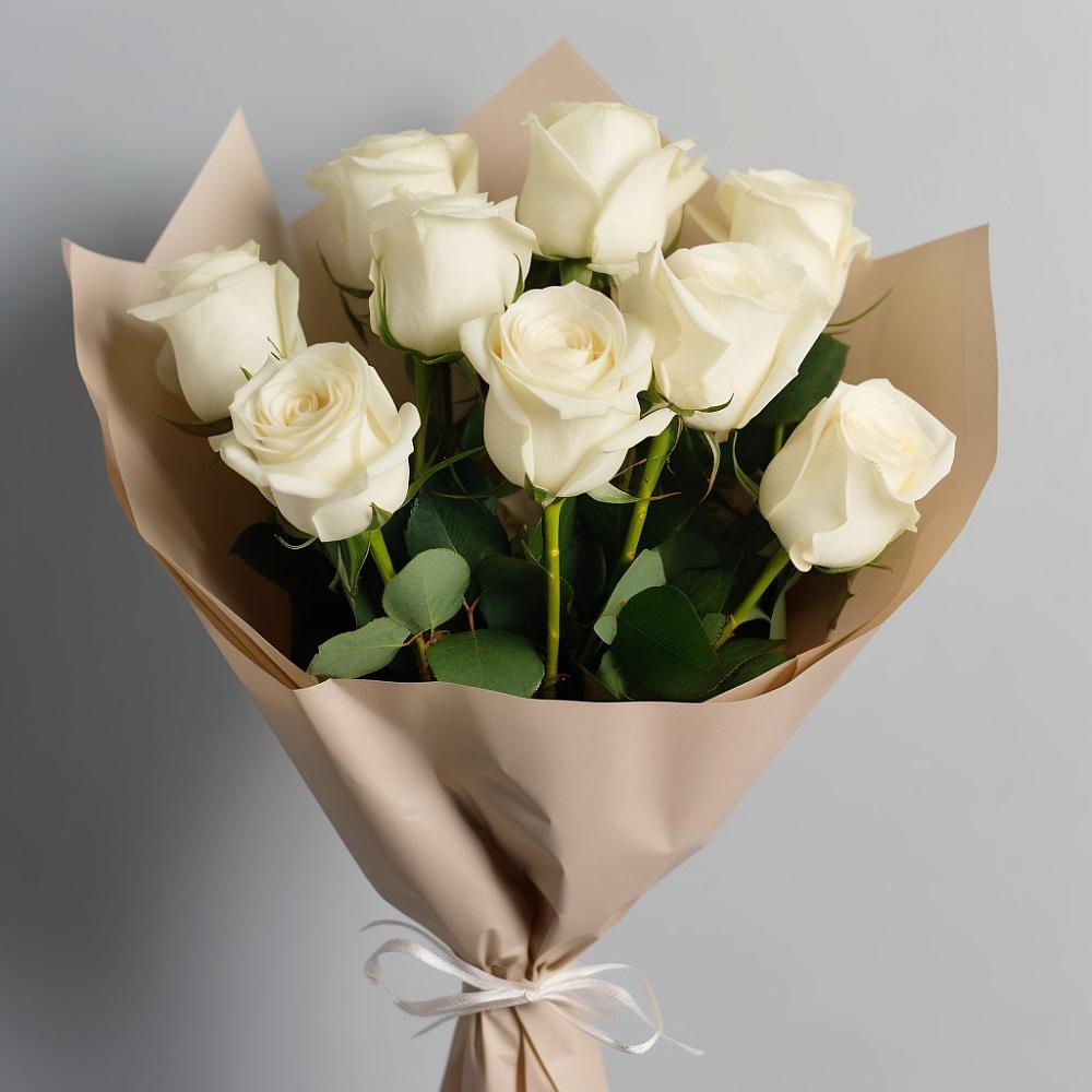 Букет 9 Белых роз Эдлесс Лав в Палласовке