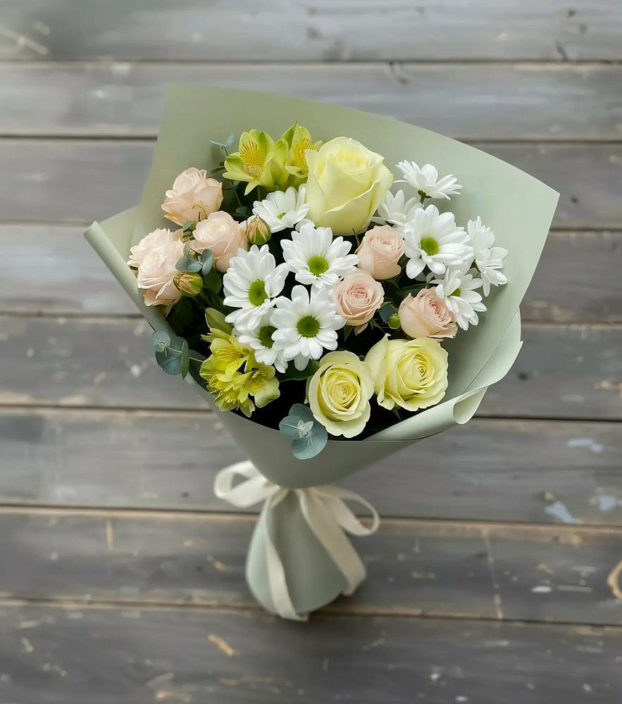 Букет цветов из: Альстромерии, Розы и Хризантемы в Палласовке