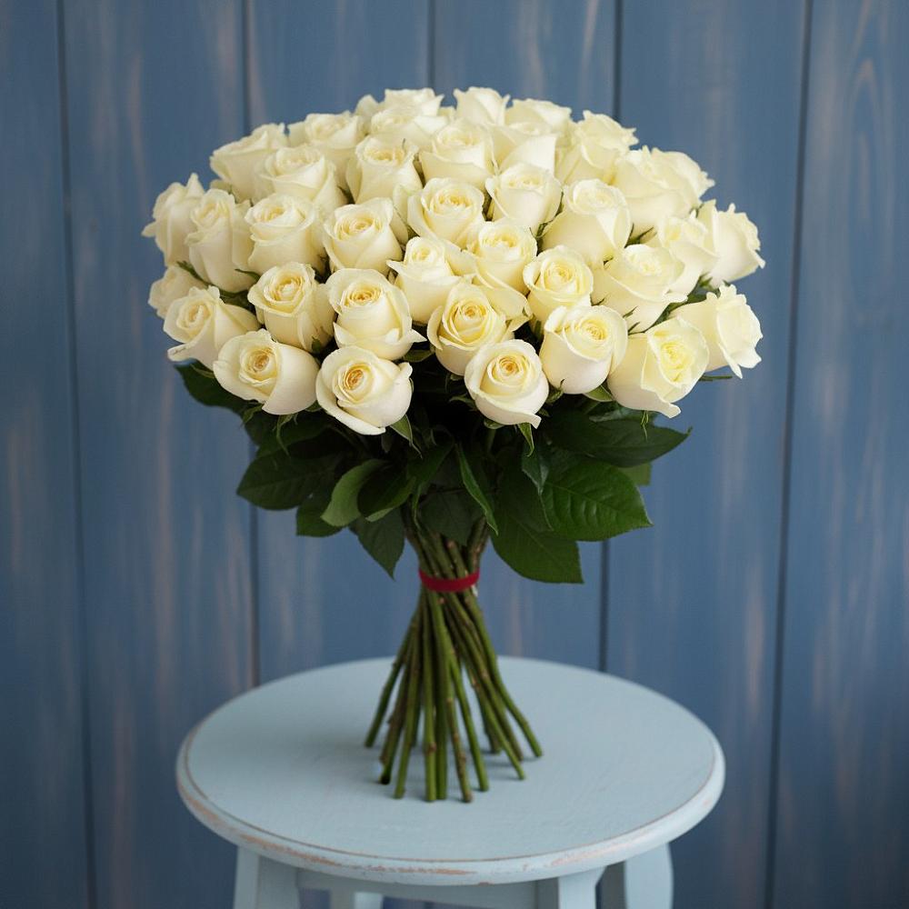 Букет 51 Белая роза Эдлесс Лав в Палласовке
