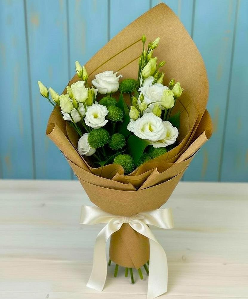 Букет цветов из: Хризантемы и Лизиантусы в Палласовке