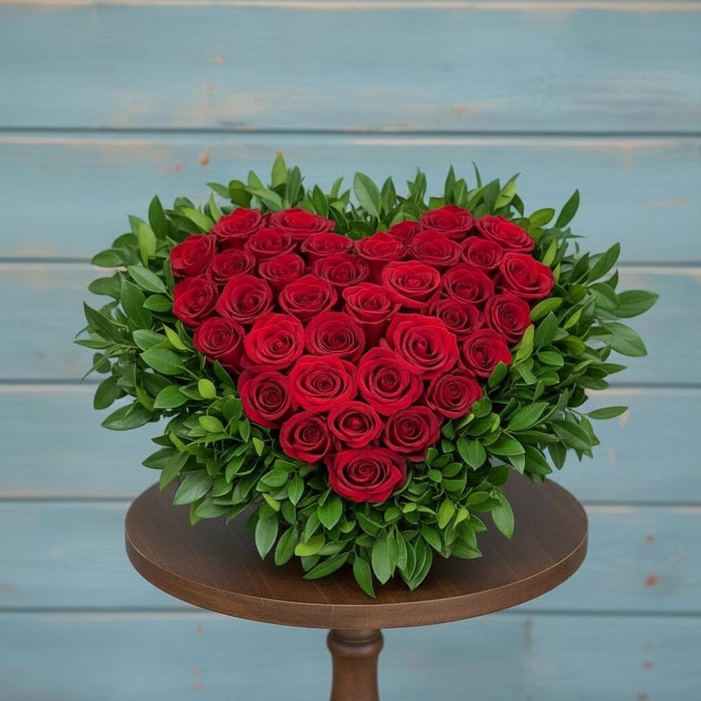 Цветочная композиция из Розы в виде сердца в Палласовке