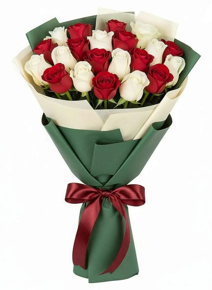 Букет Микс из красных и белых роз в Палласовке