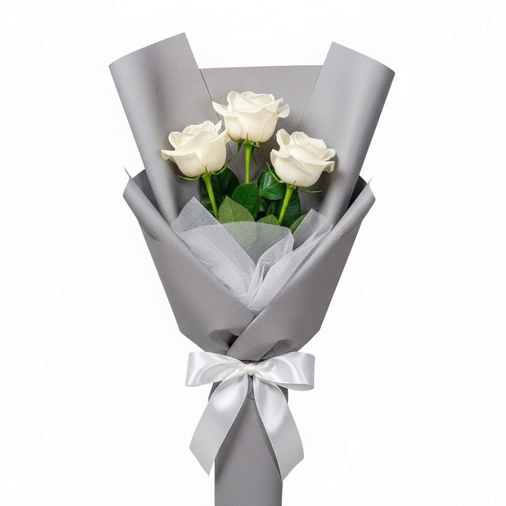 Букет 3 белые розы в Палласовке