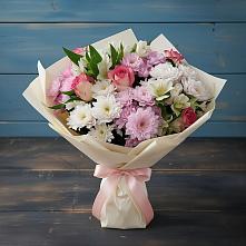 Букет цветов из:  Хризантемы, Альстромерии и Розы в Палласовке