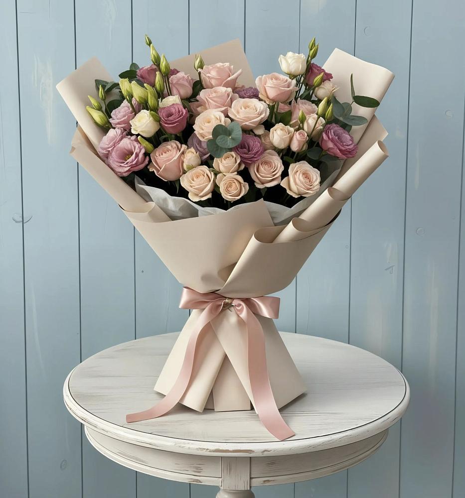 Букет цветов из: Розы и Лизиантусы в Палласовке