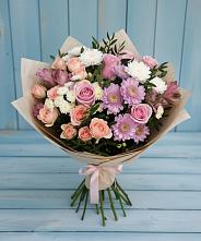 Букет цветов из:  Хризантемы, Розы и Альстромерии в Палласовке
